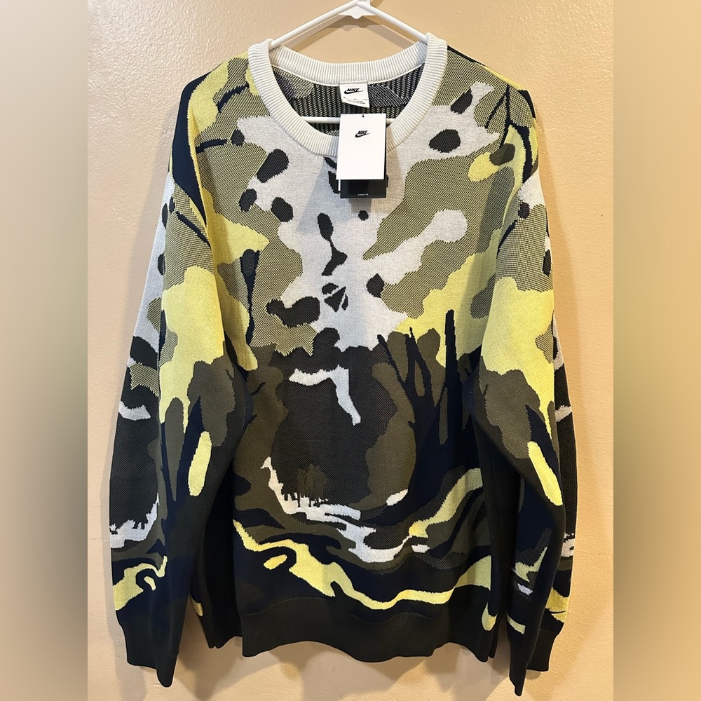 Nike Life Mens Size XL Green Camo Wilderness Pullover Sweater HV0886-133 NEW PR8
